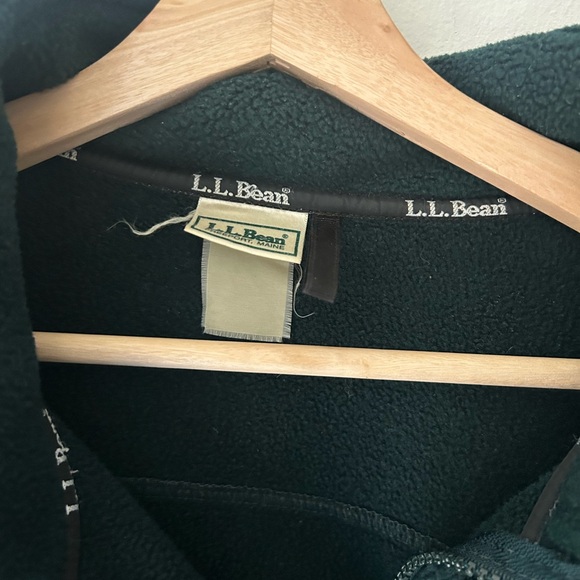 Vintage L.L. Bean Dark Green Full-Zip Fleece Jacket Zippered Chest Pocket - Picture 2 of 6